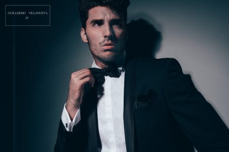 esmoquin Traje de Novio esmoquin negro con elegante solapa en tejido labrado negro y pantalón con banda de seda